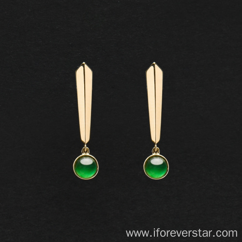 18K Real Gold Imperial Green Jadeite Earrings